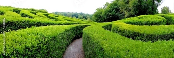 Fototapeta photo of gorgeous hedge maze with green bushes for walls