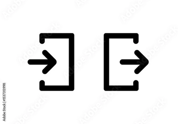 Obraz Entry and Exit vector icon. Login and Logout black symbol