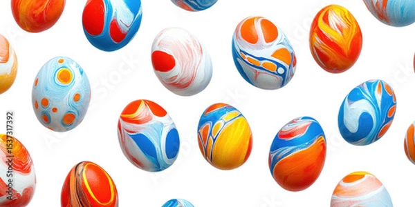 Fototapeta colorful painted easter eggs isolated on transparent background