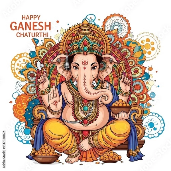 Obraz Happy ganesh chaturthi lord ganesha illustration