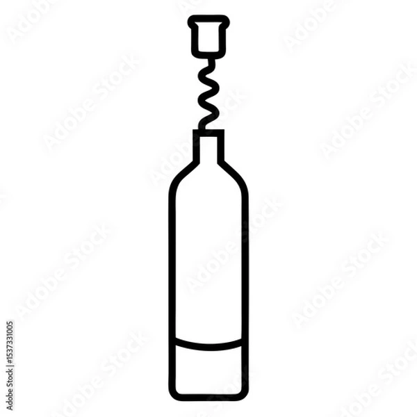 Fototapeta wine bottle and corkscrew
