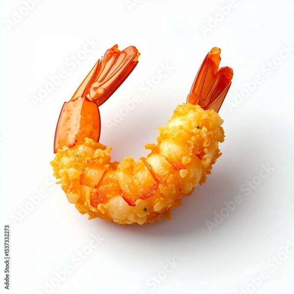 Fototapeta Isometric 3D Shrimp Tempura Illustration on White Background