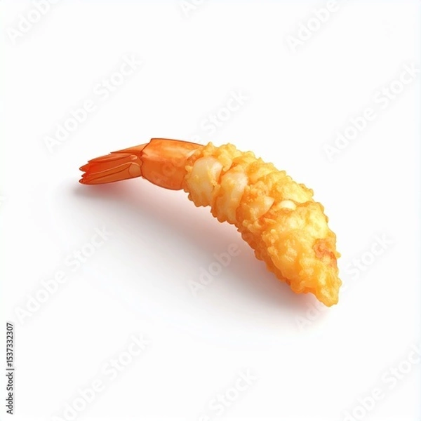 Fototapeta Isometric 3D Shrimp Tempura Illustration on White Background