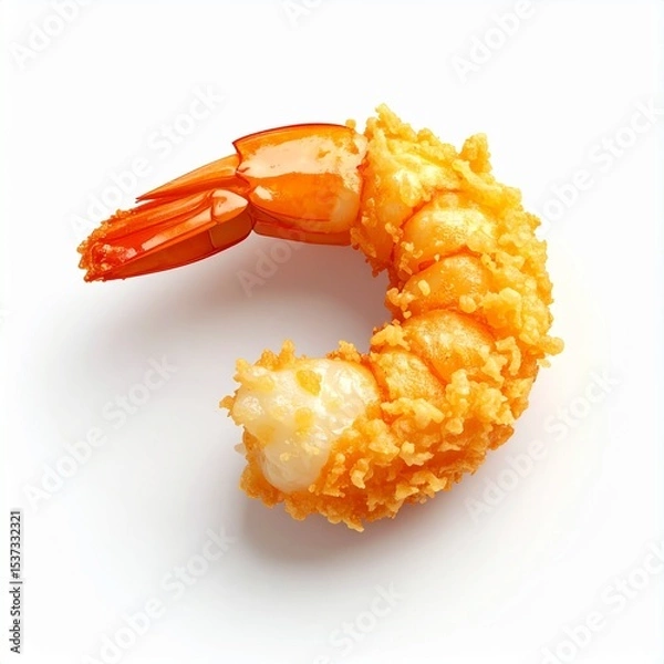 Fototapeta Isometric 3D Shrimp Tempura Illustration on White Background
