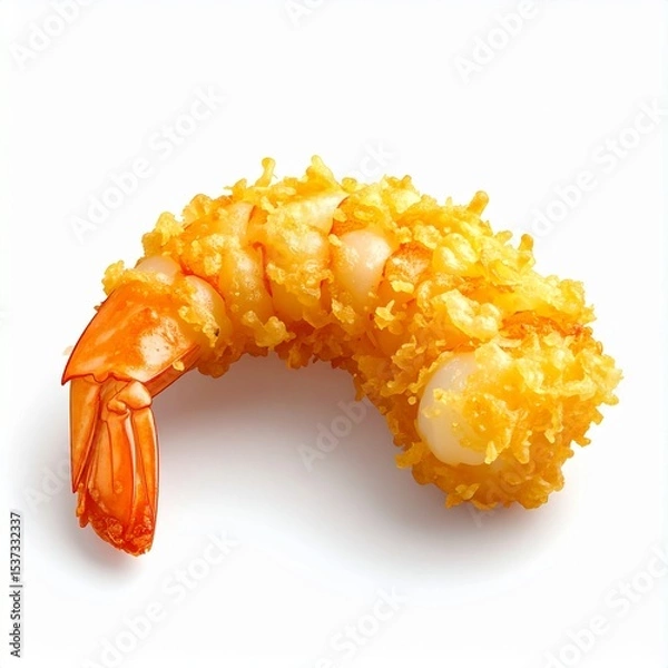Fototapeta Isometric 3D Shrimp Tempura Illustration on White Background