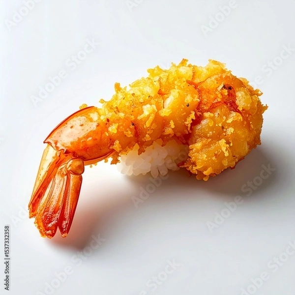 Fototapeta Isometric 3D Shrimp Tempura Illustration on White Background