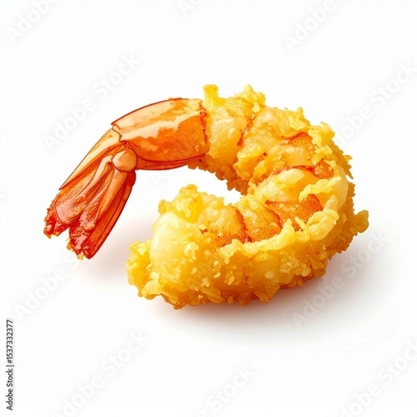 Fototapeta Isometric 3D Shrimp Tempura Illustration on White Background