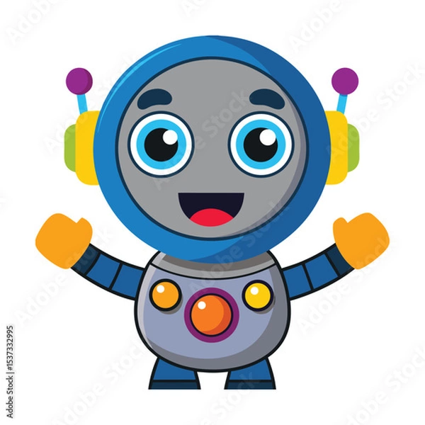 Fototapeta happy robot kid cartoon mascot
