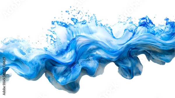 Fototapeta Abstract Blue and White Water Splash, Dynamic Fluid Wave Design
