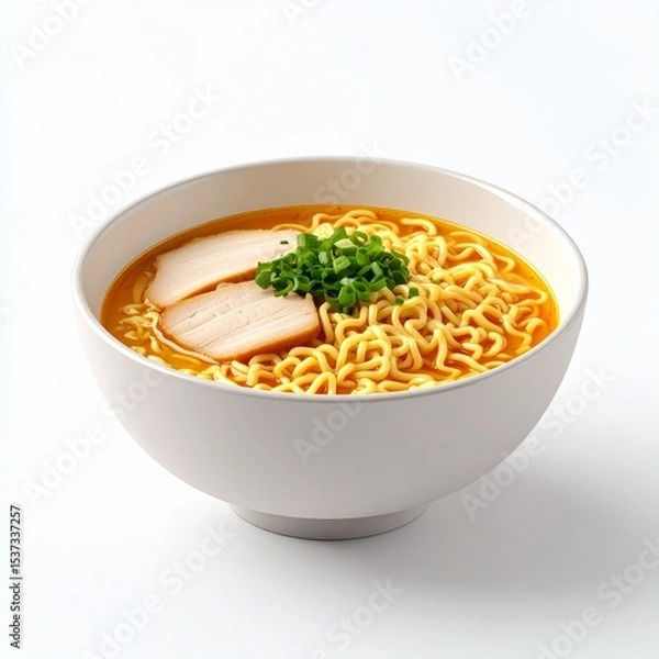 Fototapeta Isometric 3D Bowl of Ramen Illustration on White Background