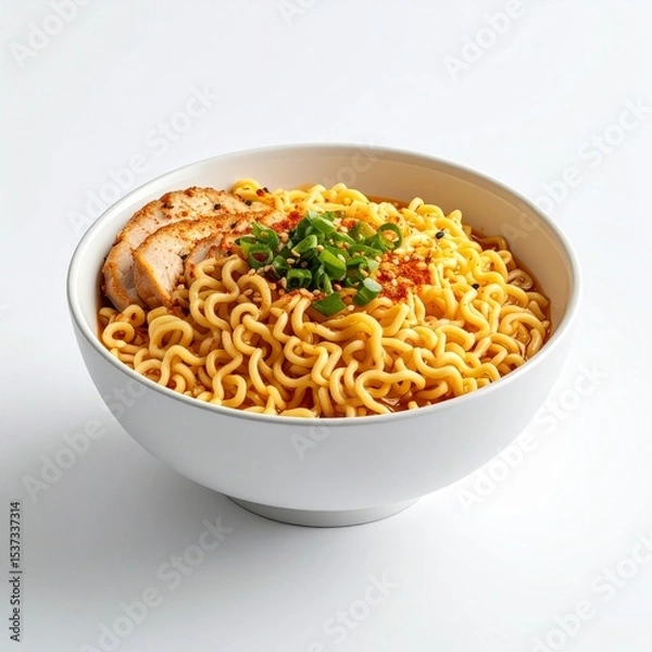 Fototapeta Isometric 3D Bowl of Ramen Illustration on White Background