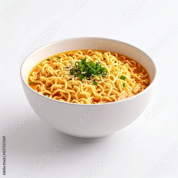 Fototapeta Isometric 3D Bowl of Ramen Illustration on White Background