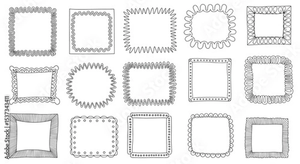 Obraz Hand Drawn Picture Frames Borders Collection Decorative Sketch Element