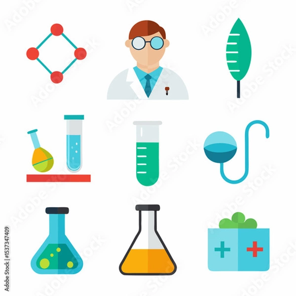Fototapeta scientist set of icon vector illustration