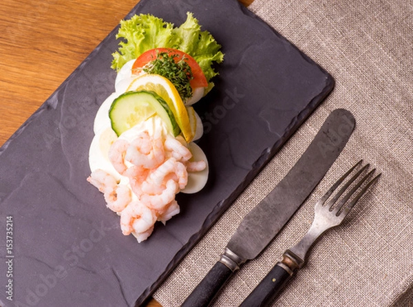 Fototapeta Danish specialties and national dishes, high-quality open sandwich