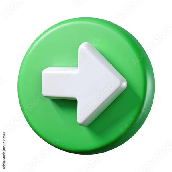Fototapeta Green Circle Button with White Right Arrow Icon image
