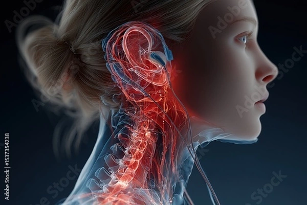 Fototapeta Womans Nervous System Earbuds.