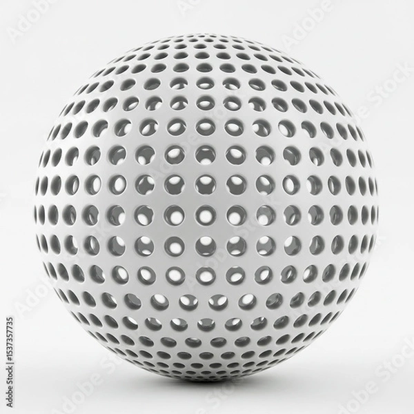 Fototapeta Perforated metallic sphere isolated on white background