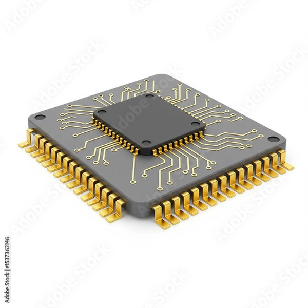 Fototapeta Computer processor isolated on white background