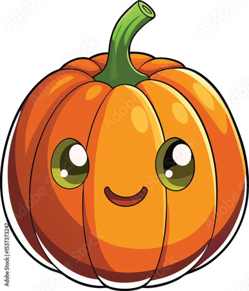Obraz   A spooky smiling jack-o'-lantern, an orange autumn pumpkin vector illustration isolated for your Halloween holiday decoration