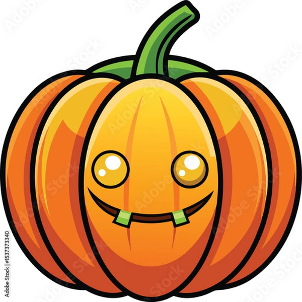Obraz Scary Halloween pumpkin face isolated on white, a spooky autumn decoration