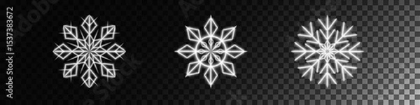 Fototapeta Set of snowflakes, luminous lines, New Year's and Christmas decoration 1. Set of isolated objects 48.