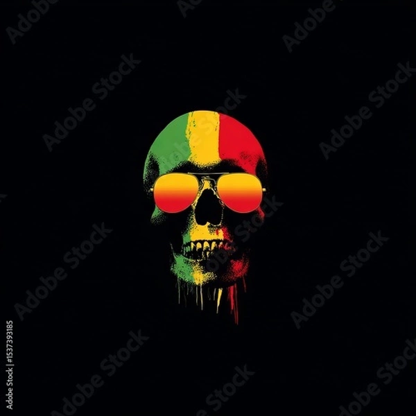 Obraz skull rasta vector and logo