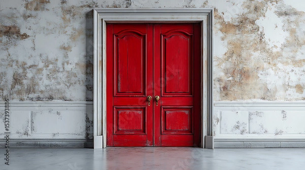 Obraz red door in front of a house