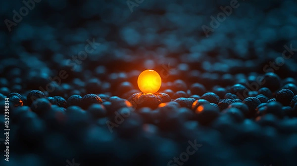 Obraz Leader Standing Out in Crowd – Highlighted with Light Effects

