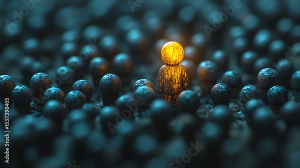 Obraz Leader Standing Out in Crowd – Highlighted with Light Effects

