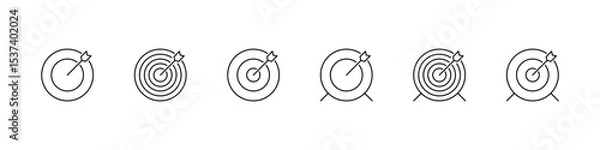 Obraz Target icon. Goal icon set. Isolated aim vector set. Line target icon. Dart line sign. Aim sign.