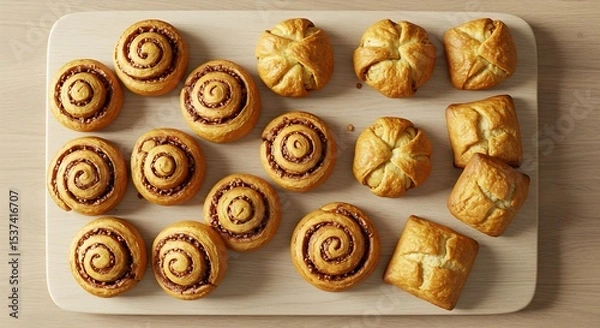 Obraz Pastry shapes on a baking board