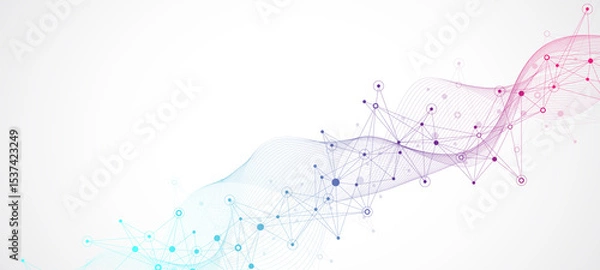 Obraz Global network connection banner design template. Header social network communication in the global business concept. Big data visualization. Internet technology