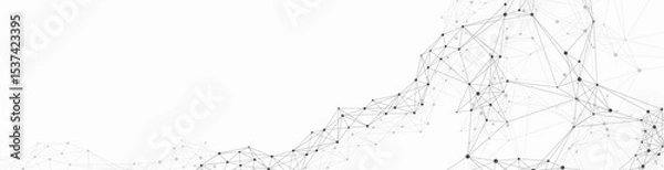 Obraz Global network connection banner design template. Header social network communication in the global business concept. Big data visualization. Internet technology
