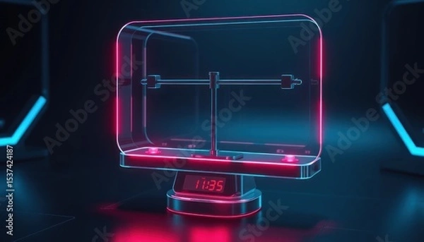 Fototapeta Futuristic time display with neon accents reflecting a modern aesthetic