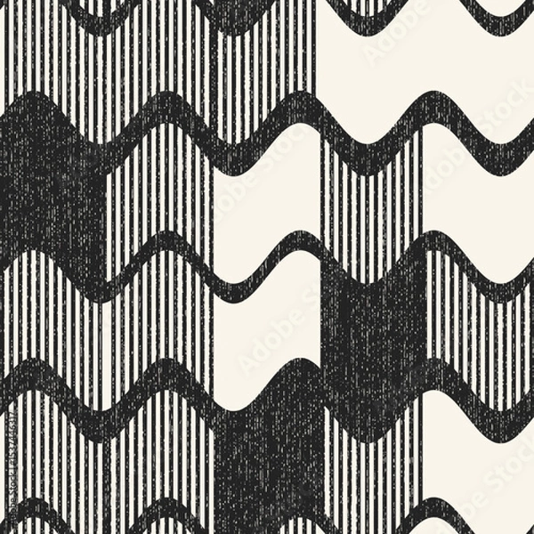 Fototapeta Monochrome Grain Broken Variegated Waves Pattern