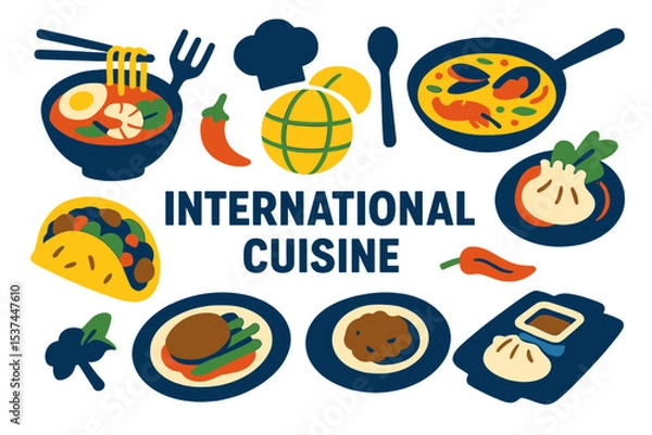 Fototapeta Global culinary delights and recipes from around the world