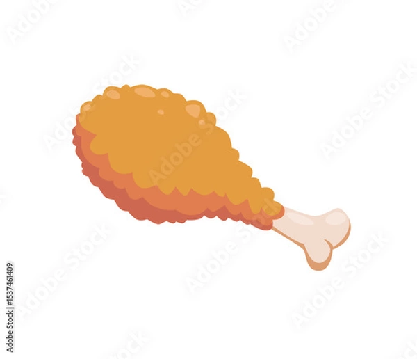 Obraz Fried chicken vector illustration. Barbecue grilled fried poultry, greasy fast food, tasty unhealthy snack with crispy