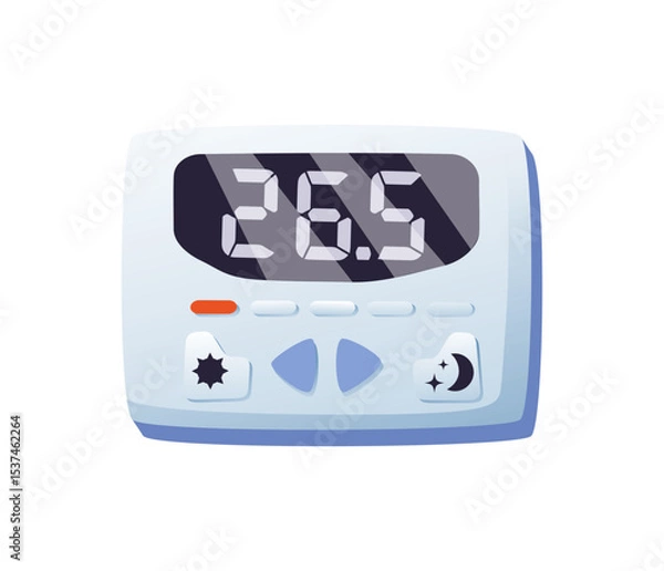Obraz Thermostat vector illustration icon. Smart digital, programmable thermostat, flat illustration. Heating system, cooling