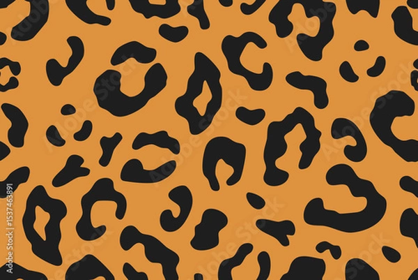 Obraz Leopard skin pattern, animal leathern seamless design vector illustration. Africa banner, poster with tribal pattern