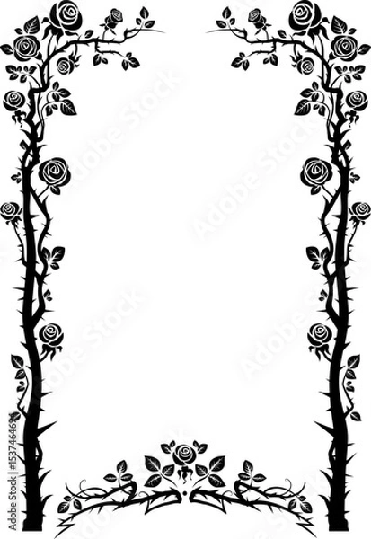 Fototapeta Black floral frame