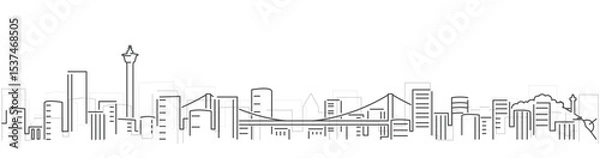 Fototapeta Busan Simple Dark Lines Skyline on White Background