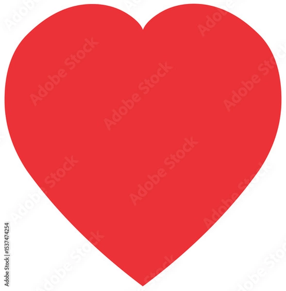 Fototapeta plain red heart isolated, simple vector illustration
