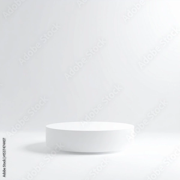 Obraz White Cylindrical Podium on White Background