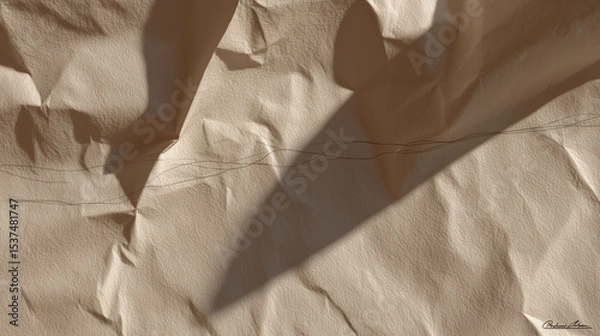 Fototapeta texture of old crumpled paper with shadows