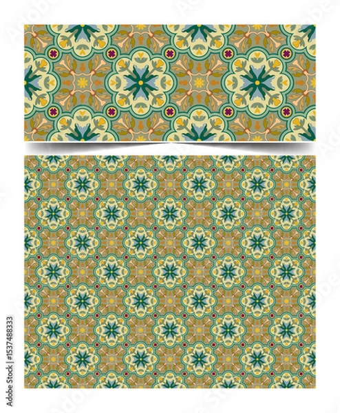Fototapeta Seamless moroccan pattern background with flowers illustration clip-art