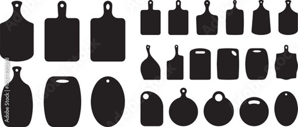 Fototapeta Featuring a wide range of shapes including rectangular, round, oval, and paddle designs, these minimalist black graphics are ideal for a variety of projects. Whether for food blogs, recipe websites,