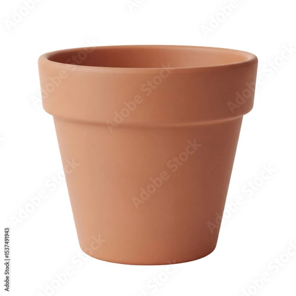Fototapeta Empty terracotta flower pot, isolated on transparent background