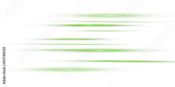 Fototapeta Glowing horizontal green light line with radiant shine and beam effect. Futuristic flare, and neon glow. digital highlights.PNG 