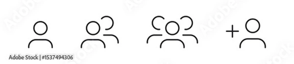 Fototapeta group of people and user icons , add new user line icon | for user, group, team, community and group management interfaces | editable stroke